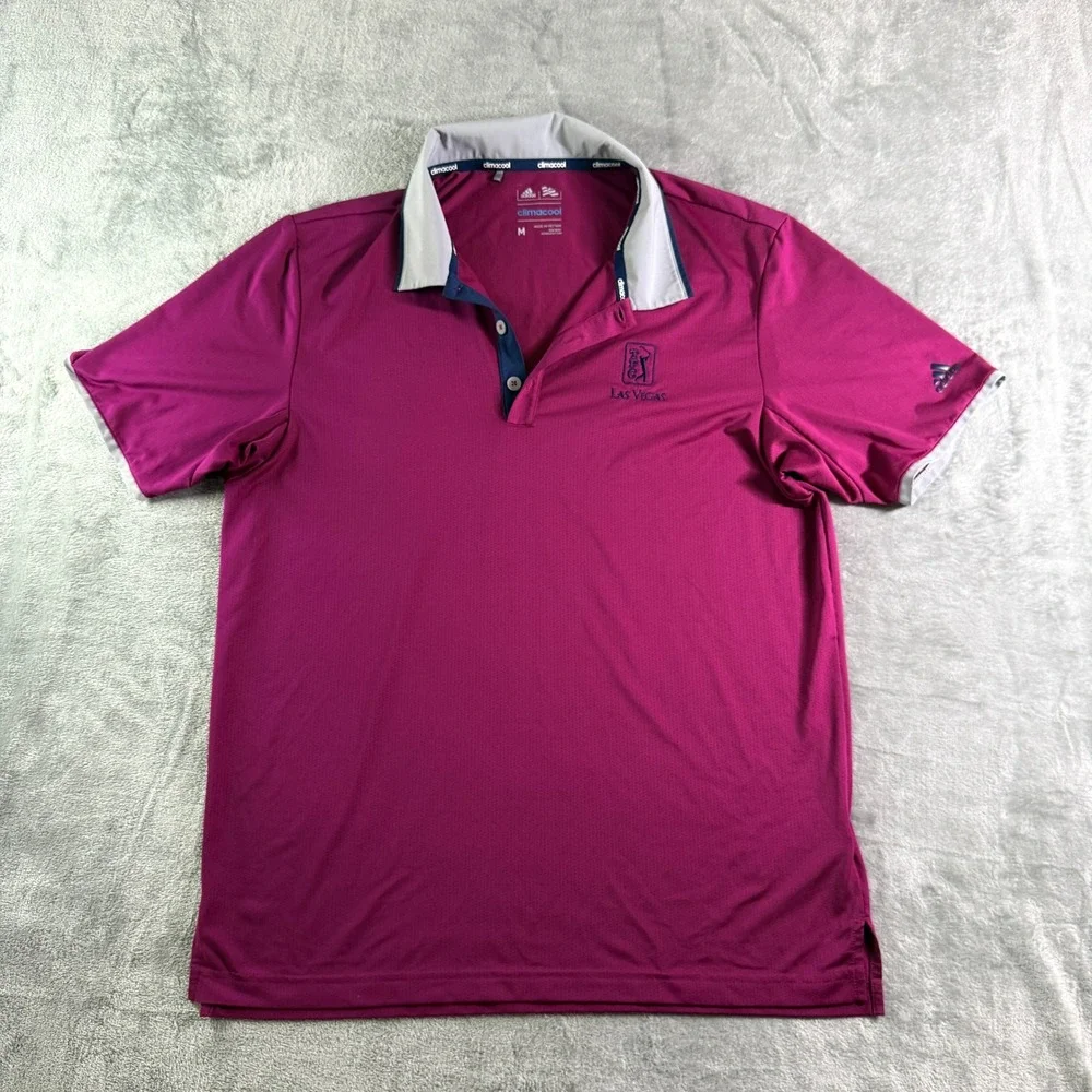 Adidas Climacool Golf Polo Shirt Las Vegas PGA Tour Pink Medium